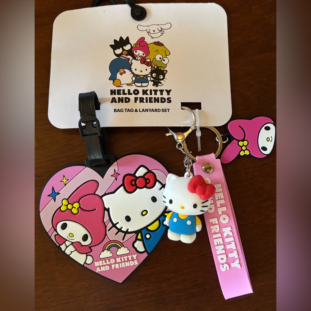 NWT Hello Kitty & Friends My Melody Bag Tag & Lanyard keychain Set
